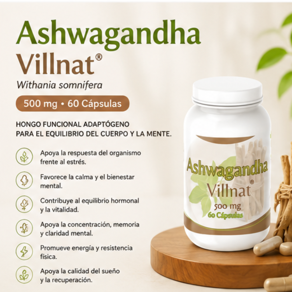 Ashwagandha Villnat 500 mg 60 Cápsulas