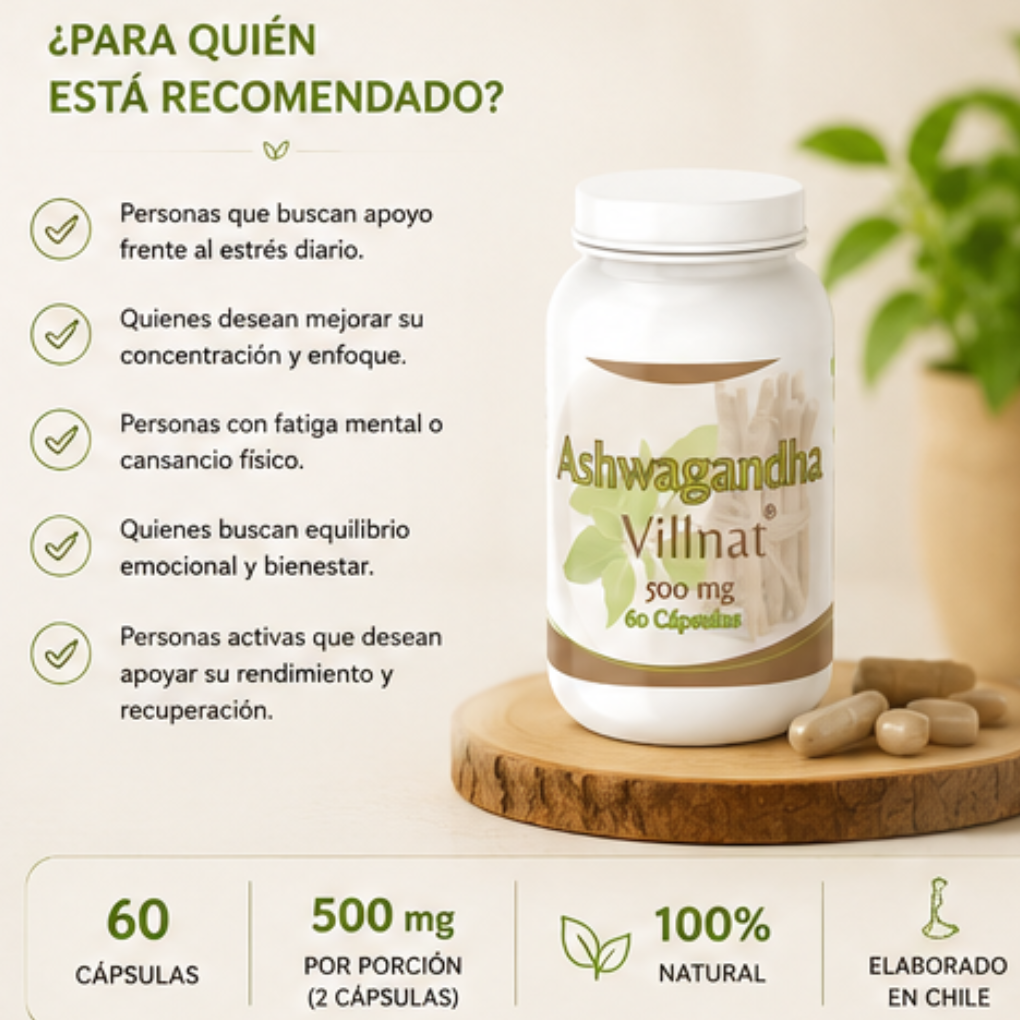Ashwagandha Villnat 500 mg 60 Cápsulas