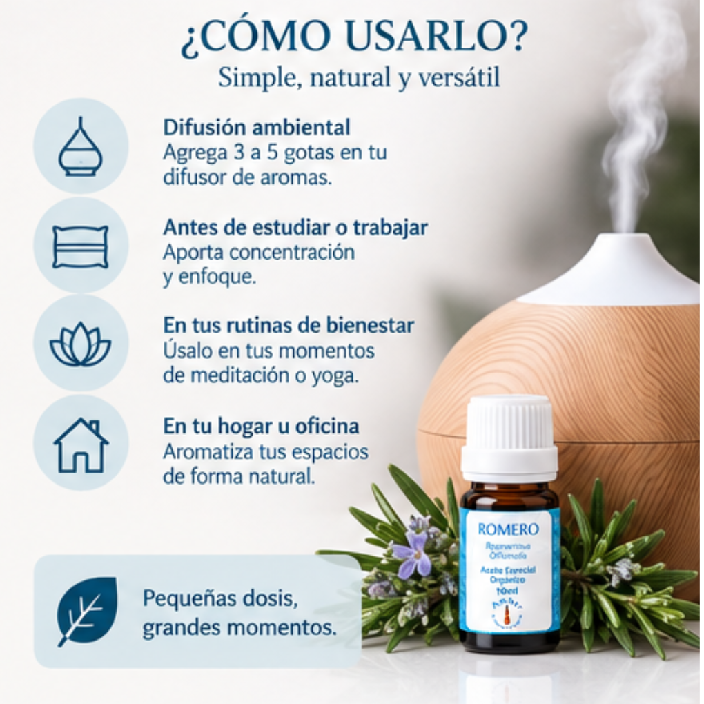 Aceite Esencial Romero Orgánico – Ambar Aromaterapia