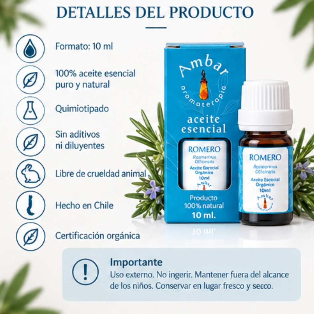 Aceite Esencial Romero Orgánico – Ambar Aromaterapia