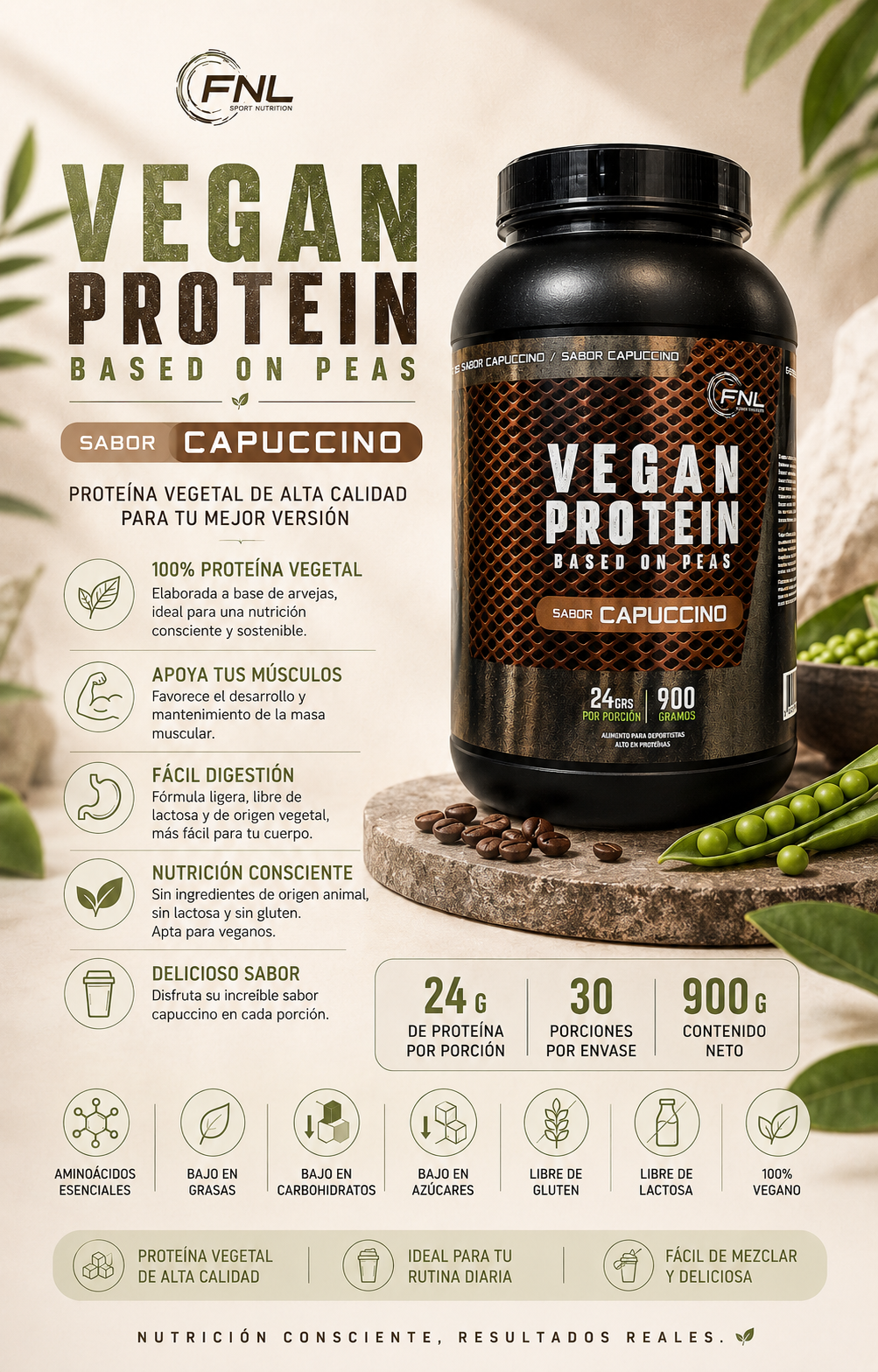 Vegan Protein Sabor Capuccino FNL