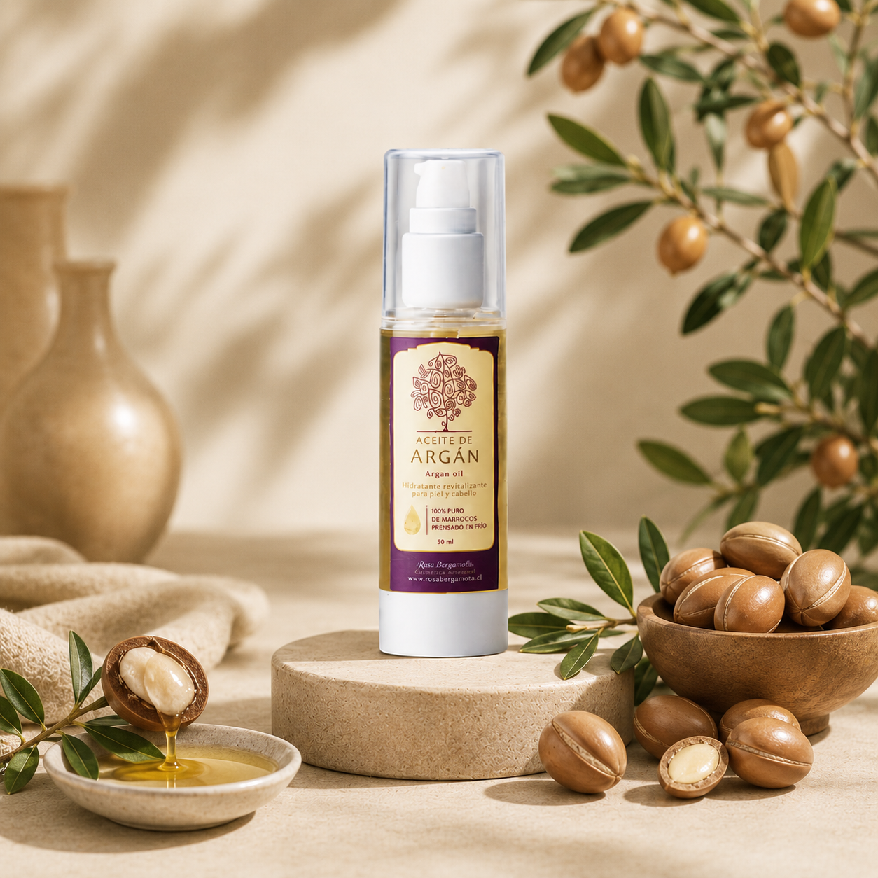 Aceite de Argán 100% Puro 50 ml- Rosa Bergamota