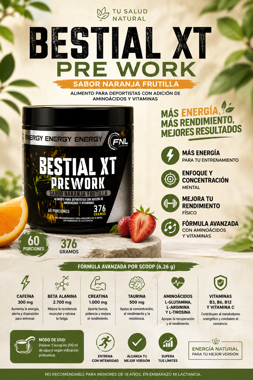 Bestial XT Prework en polvo