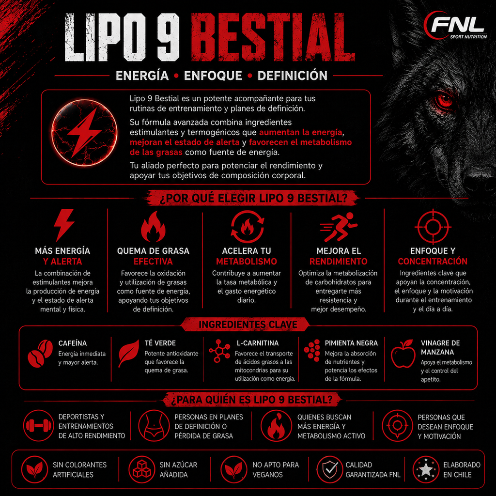 Lipo 9 Bestial FNL 120 Cápsulas