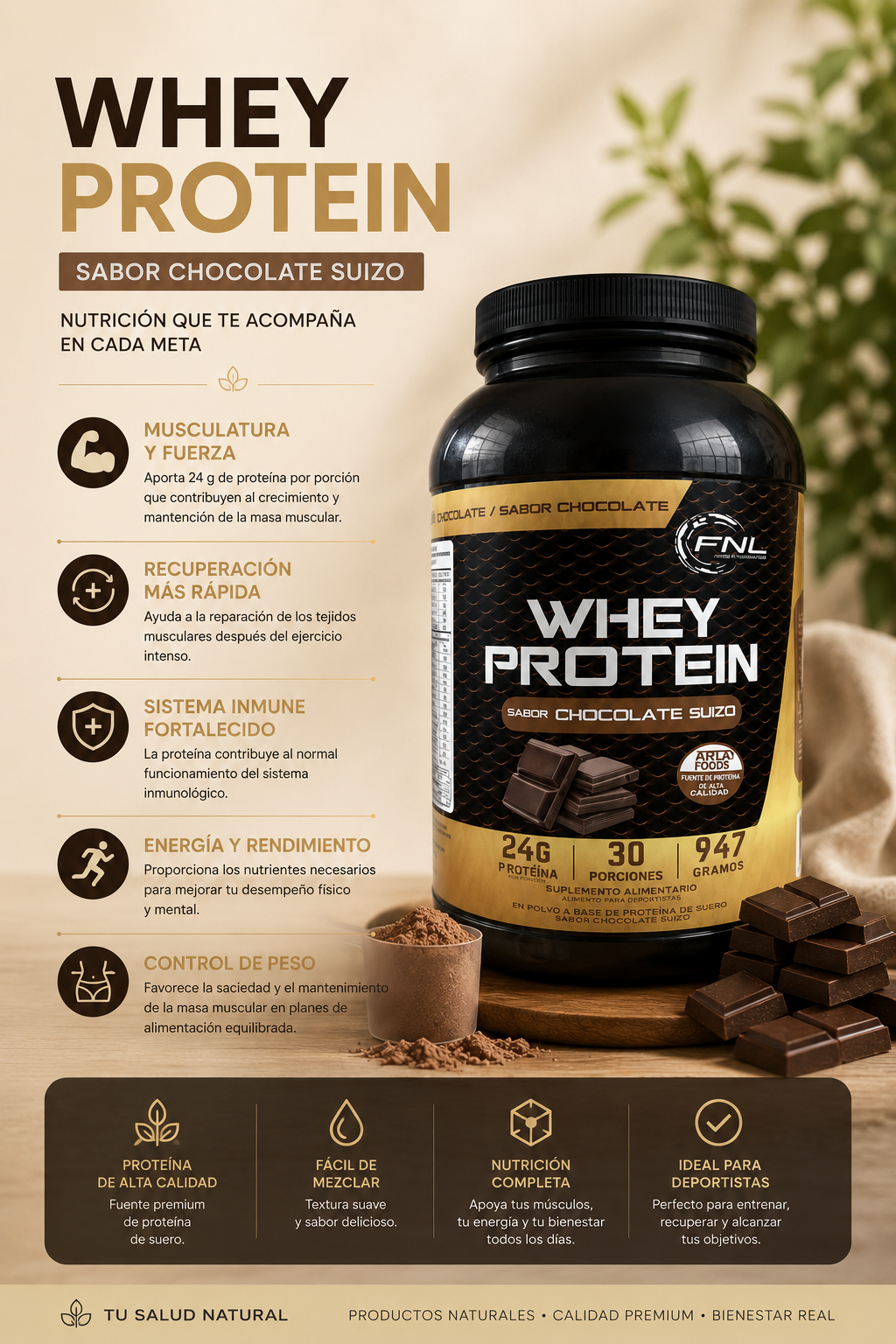 WHEY PROTEIN- sabor Chocolate suizo