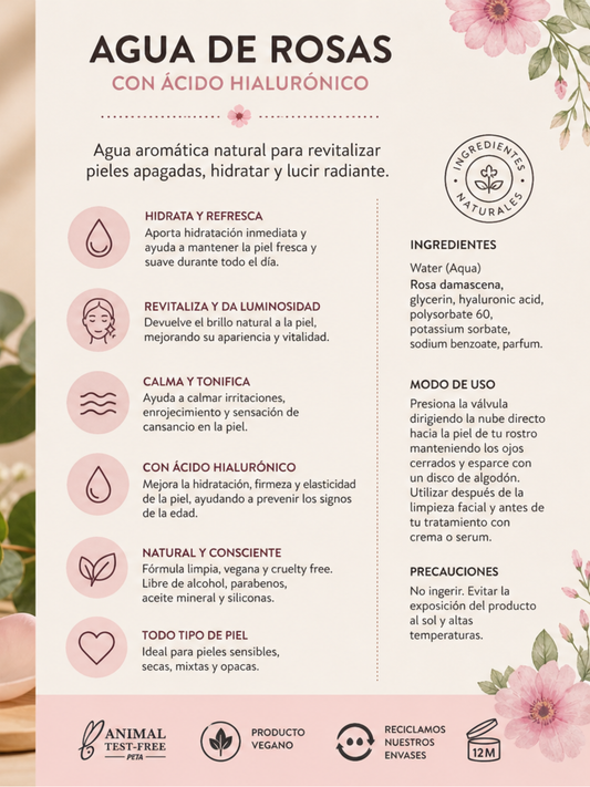 Agua de Rosas con ácido hialurónico- Floresencia