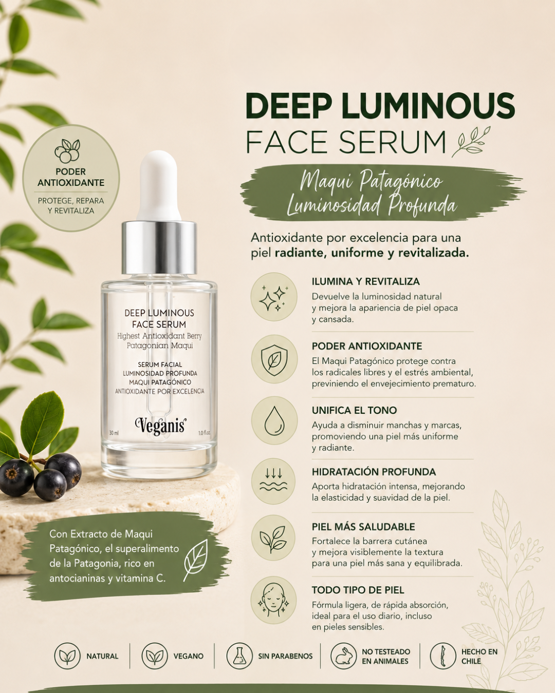 Sérum Facial Maqui Berry Luminosidad Profunda Veganis