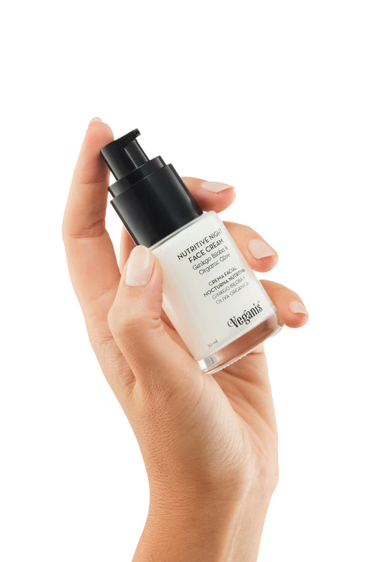 🌿 Crema Facial Nocturna Nutritiva Veganis – Ginkgo Biloba y Extracto de Oliva Orgánico (30 ml)