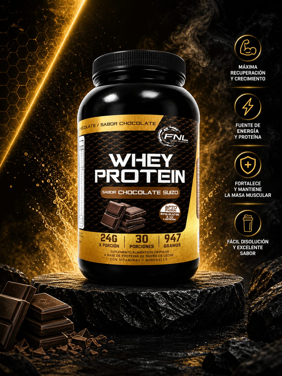 Whey Protein Sabor Chocolate Suizo FNL