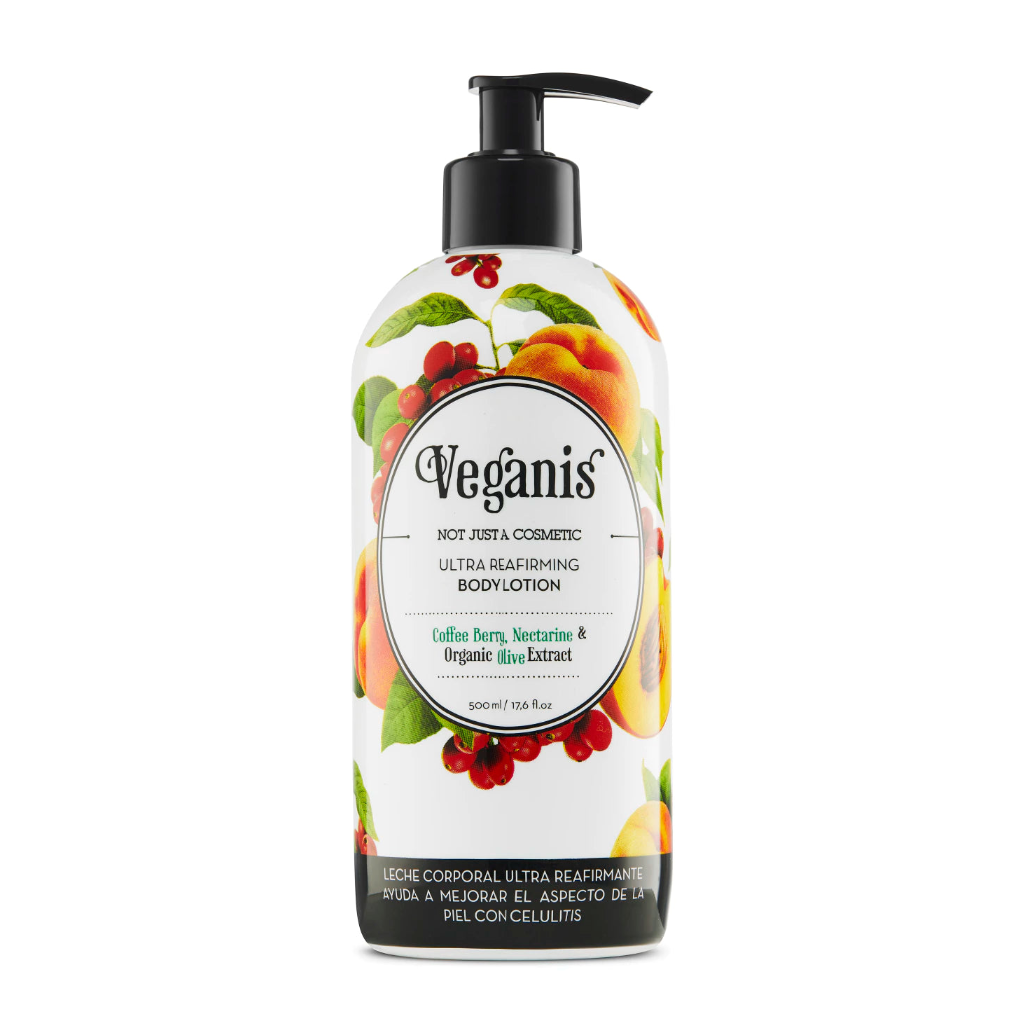 Leche Corporal Ultra Reafirmante Veganis 500 ml con Coffee Berry, Nectarine y extracto orgánico de oliva