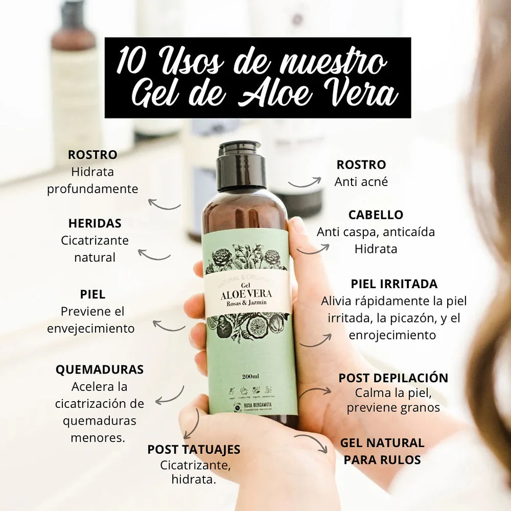 Gel Calmante de Aloe Vera, Agua de Rosas y Jazmín- Rosa Bergamota