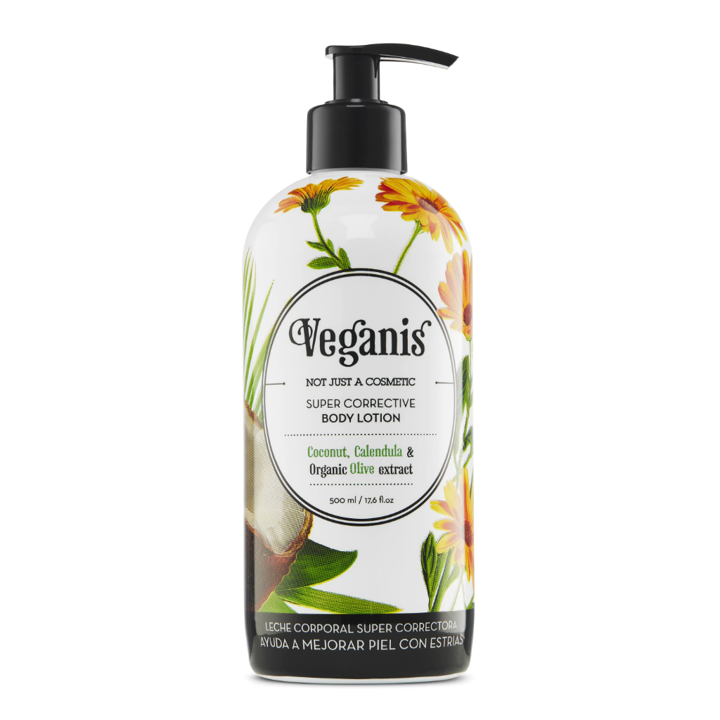 Leche Corporal Super Correctora Veganis 500 ml con coco, caléndula y extracto orgánico de oliva